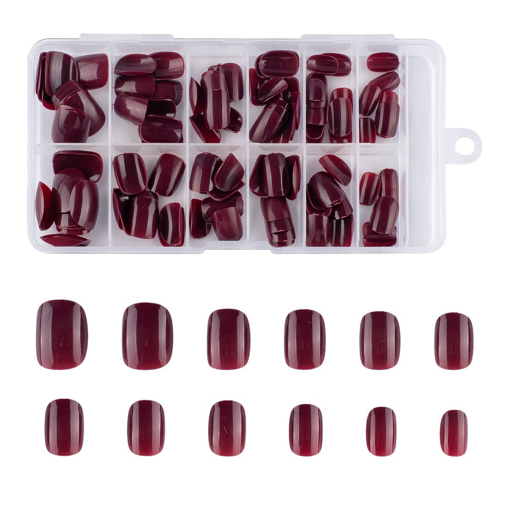 ￼ Comércio exterior transfronteiriço: conjunto de 120 peças de unhas postiças brilhantes, simples, de cor sólida, quadra