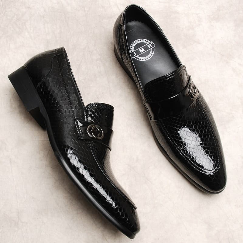 Sapatos masculinos de couro envernizado de cobra europeia americana conjunto britânico mocassins masculinos sapatos de c