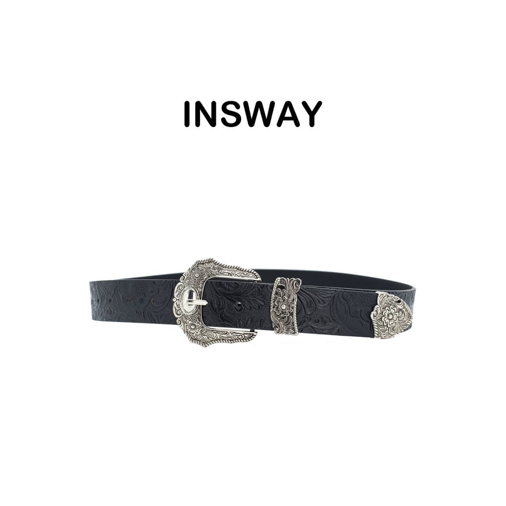 cinto cowboy cinto de miçanga country masculino cinto masculino INSWAY preto impresso antigo prata fivela cinto estilo m