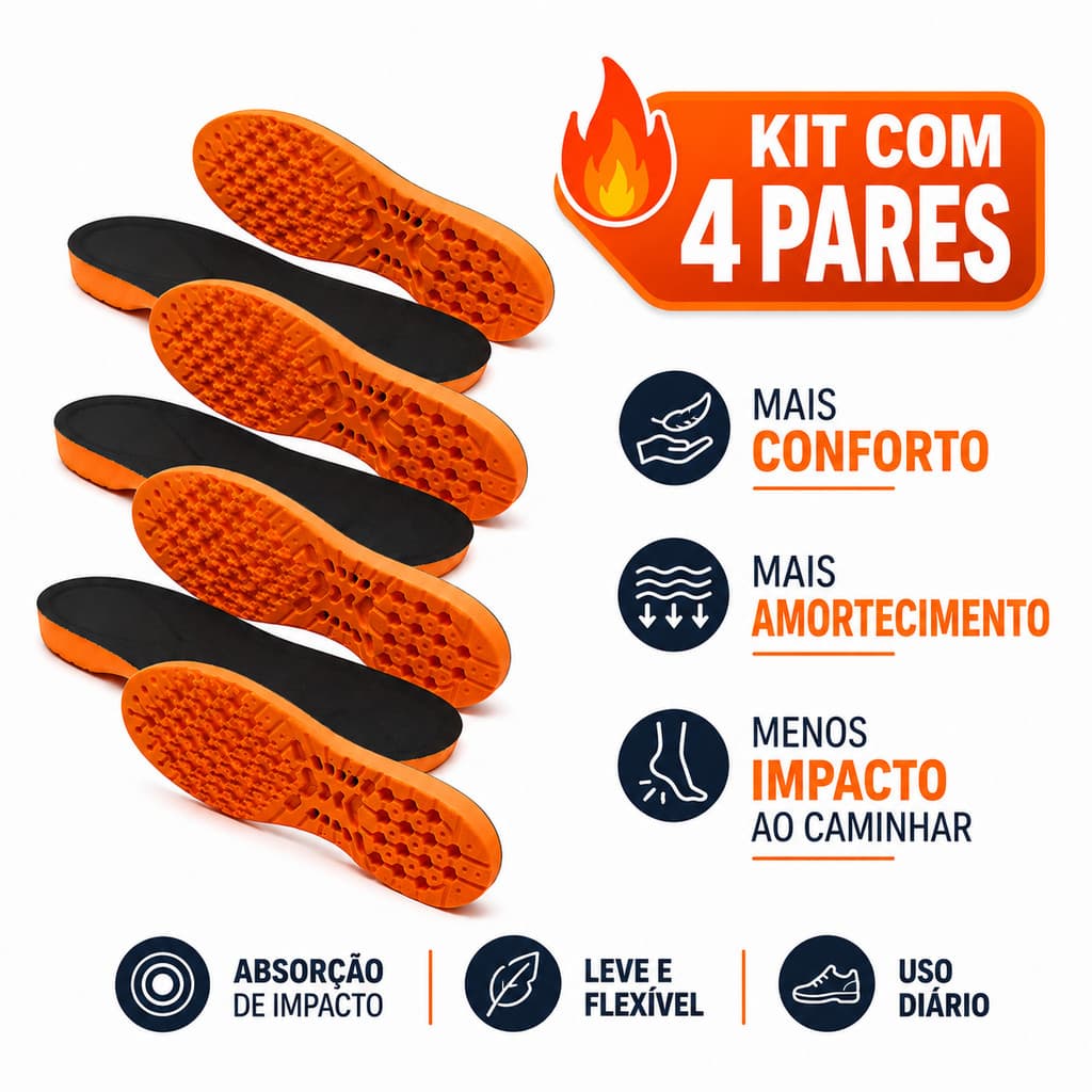Palmilha de Gel PU Macia e Confortável Ideal para Quem Passa Horas em Pé