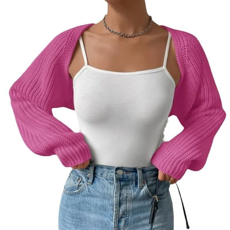 2026 Cross-Border novo estilo moda feminina com nervuras malha cardigan cardigan manga longa preguiçoso