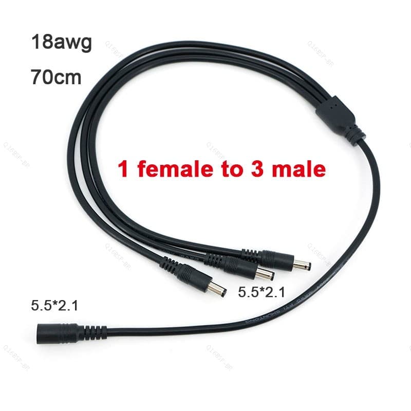 18awg DC Fêmea Para 3 Vias Macho Cabo De Alimentação 1 A 3 F/M Conector CCTV Acessórios Estender Adaptador BR16B