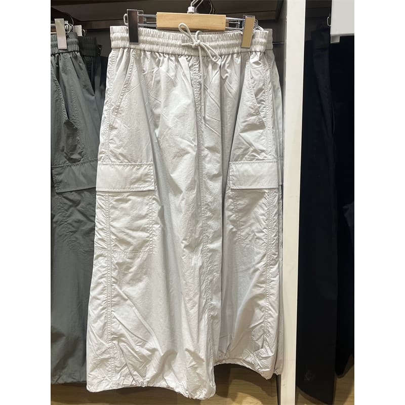 Feminino Casual cintura elástica Multi-bolso solto macacão saia 26 primavera verão novo estilo mais magro olhar saia lon