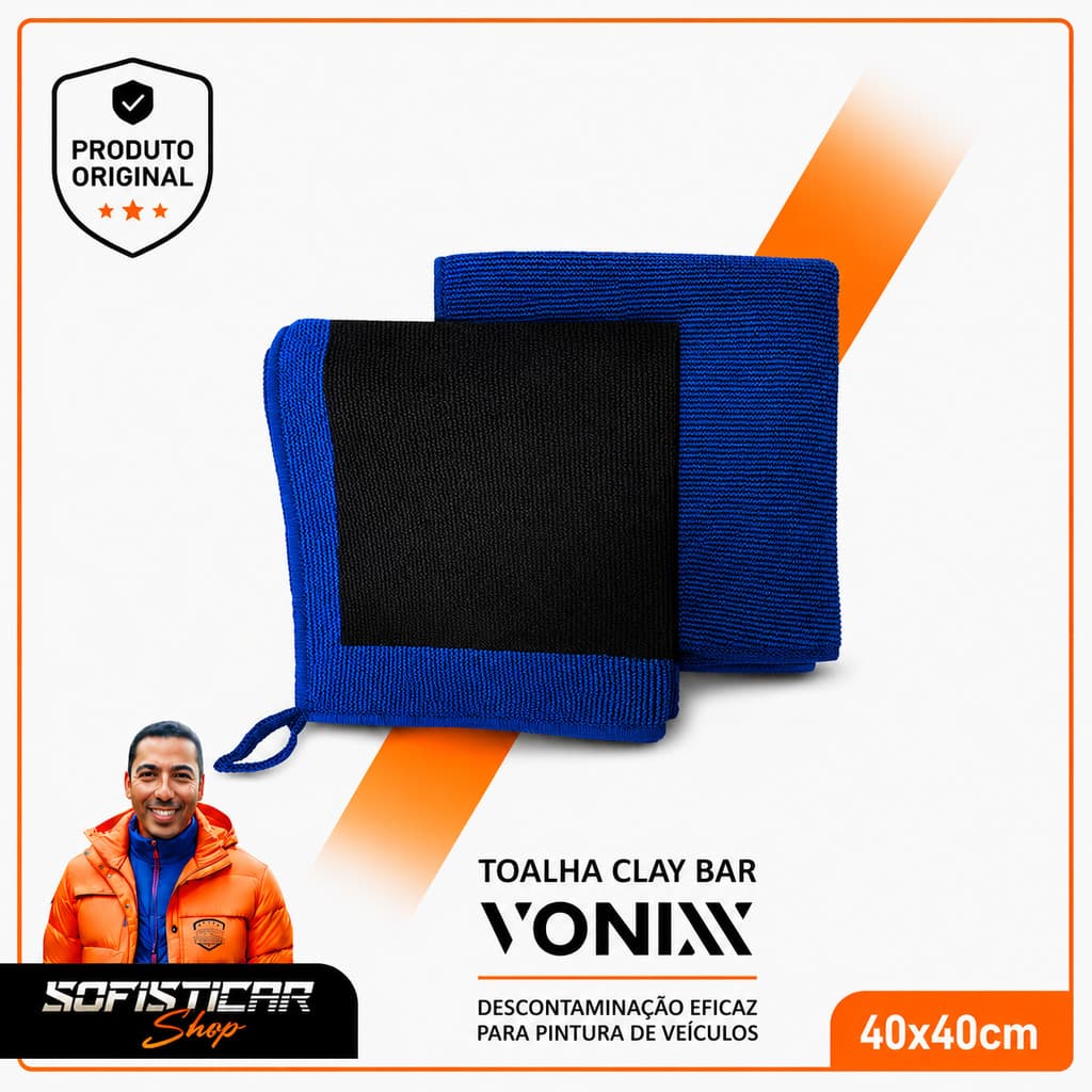 Toalha Clay Bar Vonixx - Descontaminação Eficaz para Pintura de Veículos
