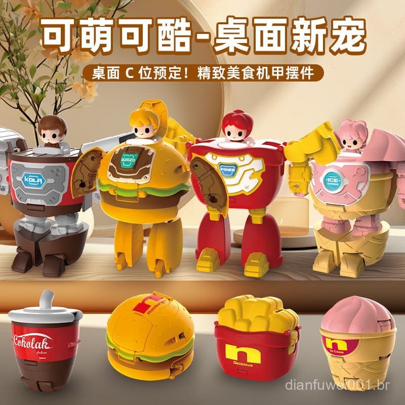 Robô Transformador de Hambúrguer King Kong, Brinquedo Infantil, Simulação de Refrigerante Cola, Batatas Fritas, Modelo M