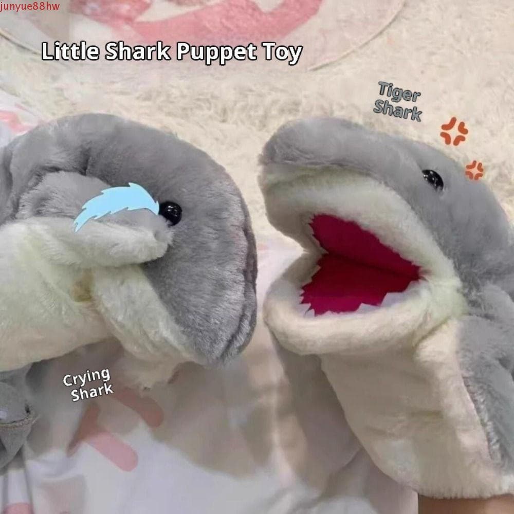 Brinquedo Interativo JUNYUE, Fantoche de Mão de Tubarão Fofo com Boca Aberta, Brinquedos de Animais de Desenho Animado S