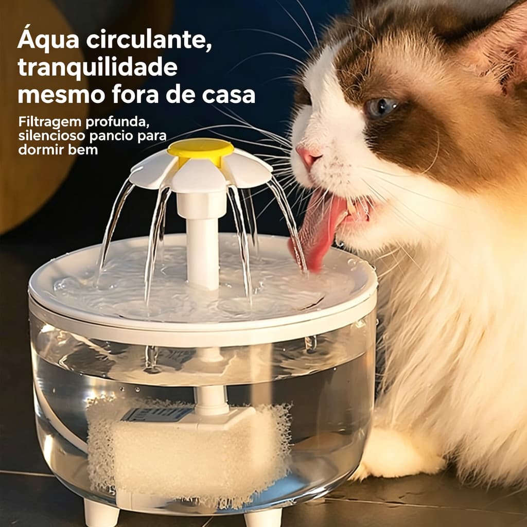 Bebedouro Fonte Automático para Gatos 1,5 Litros com Filtro Silencioso USB à Prova de Choques