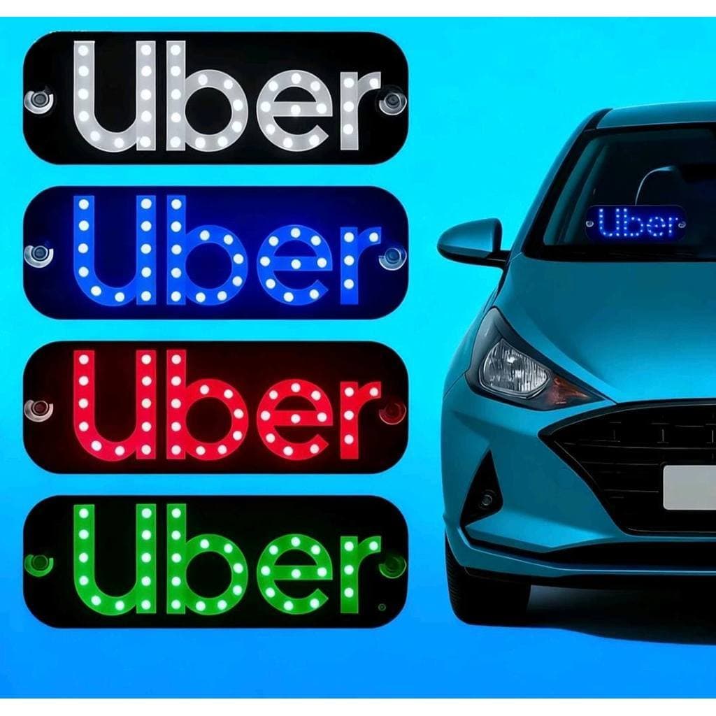 Placa LED para Motorista de Aplicativo USB com Ventosa para Para-Brisa Liga/Desliga Letreiro