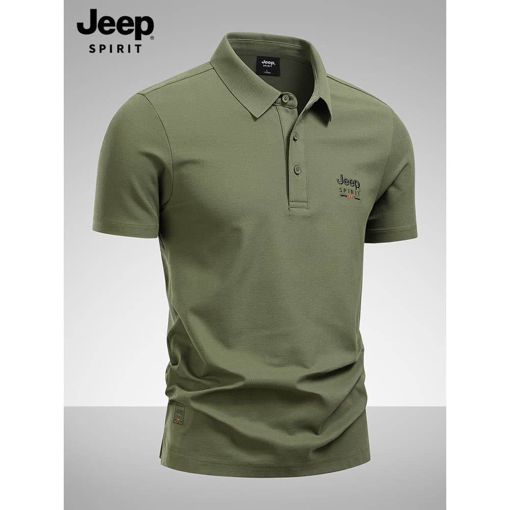 JEEP SPIRIT Lapela POLO Camisa Masculina Manga Curta 2026 Verão Novo Estilo Negócios Casual Simples Plus Size Camiseta M