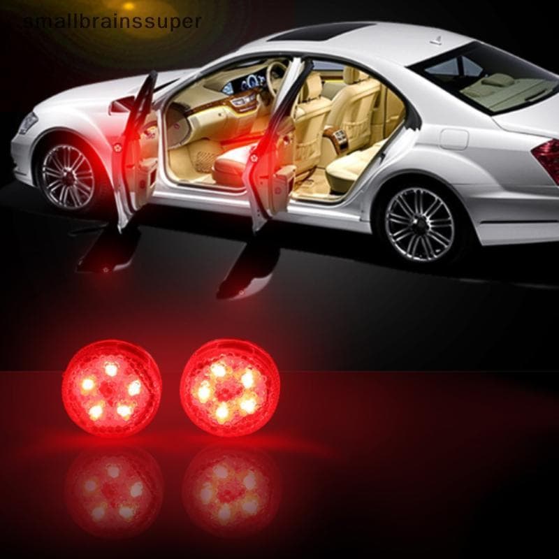 2 Pçs Luz Da Porta Do Carro De Advertência Anti Colisão Flash Vermelho Sem Fio Lâmpada Alarme Estroboscópica Sinal Volta