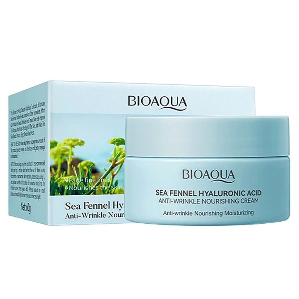 Creme Facial Hidratante e Nutritivo Anti-Rugas com Ácido Hialurônico e Funcho Marinho BIOAQUA 60g/2.11oz