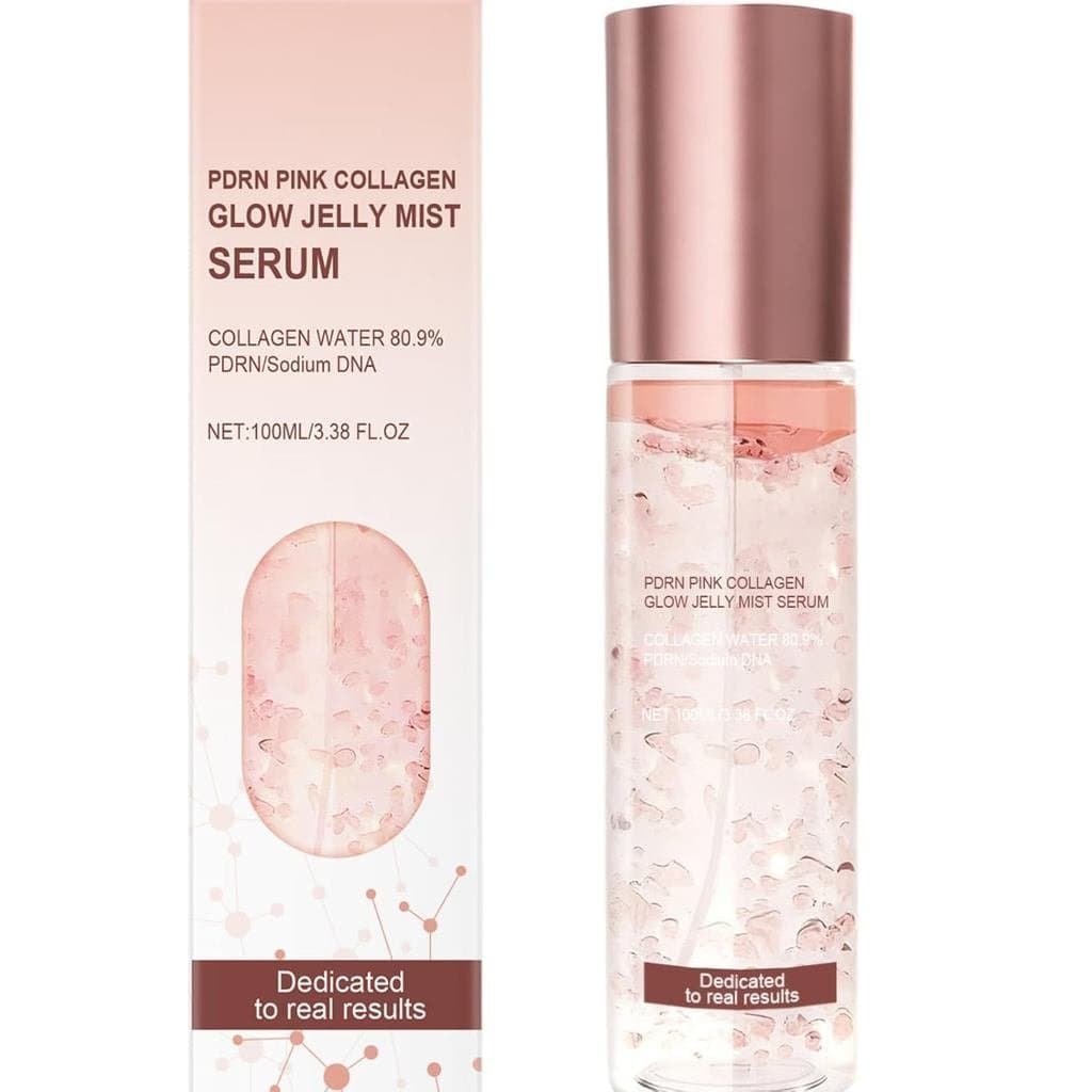 PDRN Pink Collagen Glow Jelly Mist Serum, Spray Facial Hidratante com Água de Colágeno, Névoa Facial Leve e Hidratante p