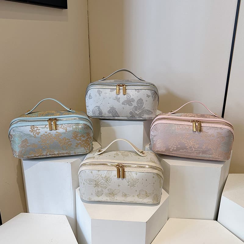 Novo estilo nacional na moda elegante bordado saco cosmético portátil cosméticos viagem grande-Capac