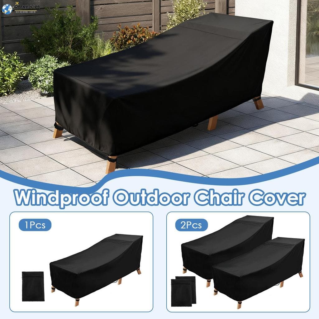 Pátio Chaise Lounge Capa Impermeável À Prova De Vento Com Saco De Armazenamento Para Fora SHOPSKC1688