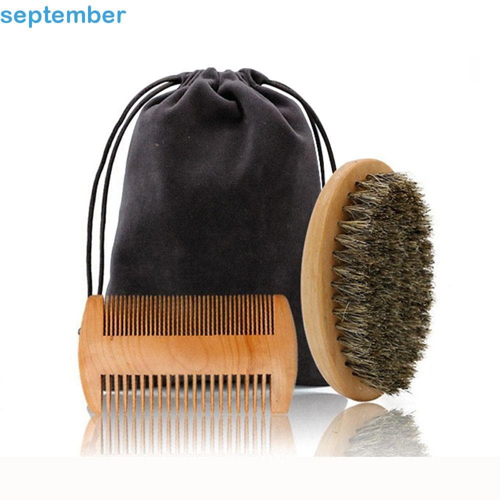 SEPTEMBERB 2/3pcs Kit De Pente De Bigode Masculino , Conjunto De Escova E Antiestático Para Barba , Macio