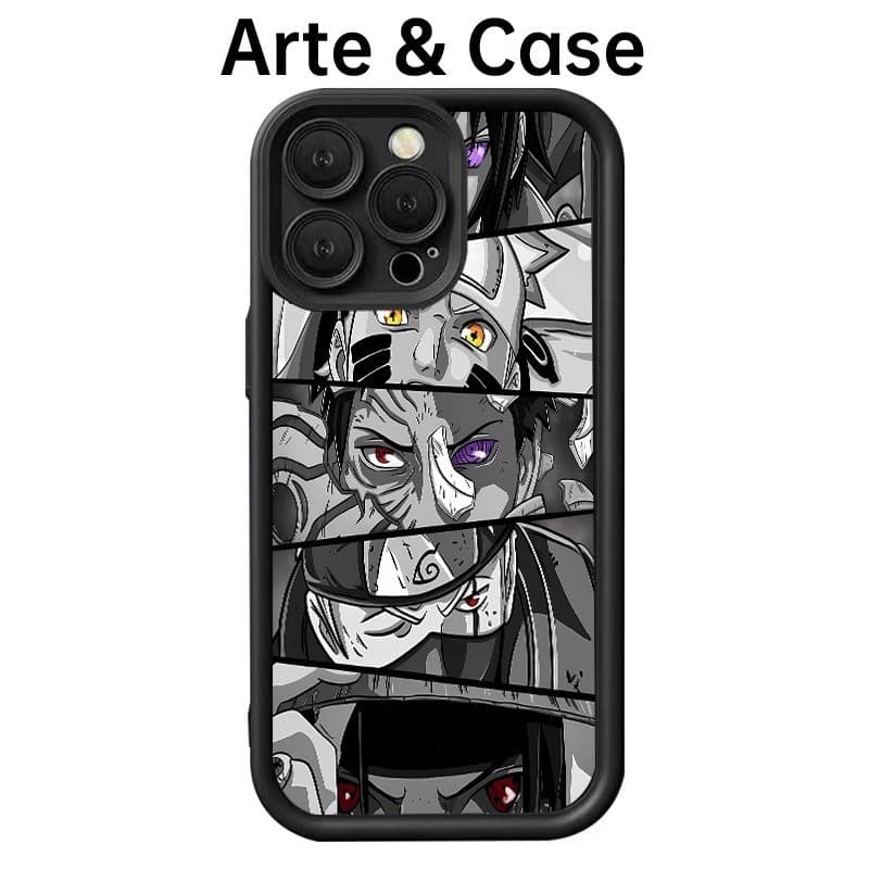 Capinha de Silicone proteção total impacto-Olhos patchwork Naruto Para iPhone 11 12 13PRO 14 15Pro Max 16 17 XR