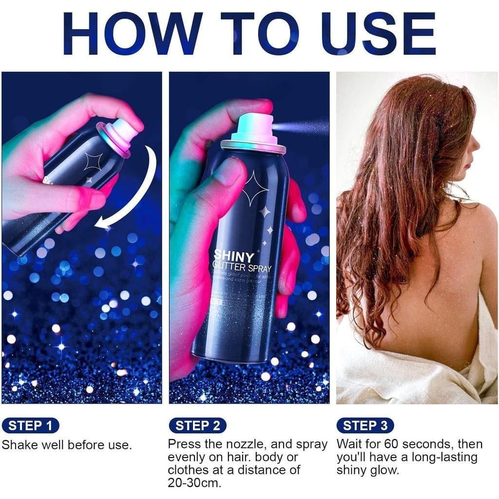 Glitter corporal HANYWIL, spray de glitter para cabelo e corpo, spray, spray para roupas, brilho duradouro, adequado par