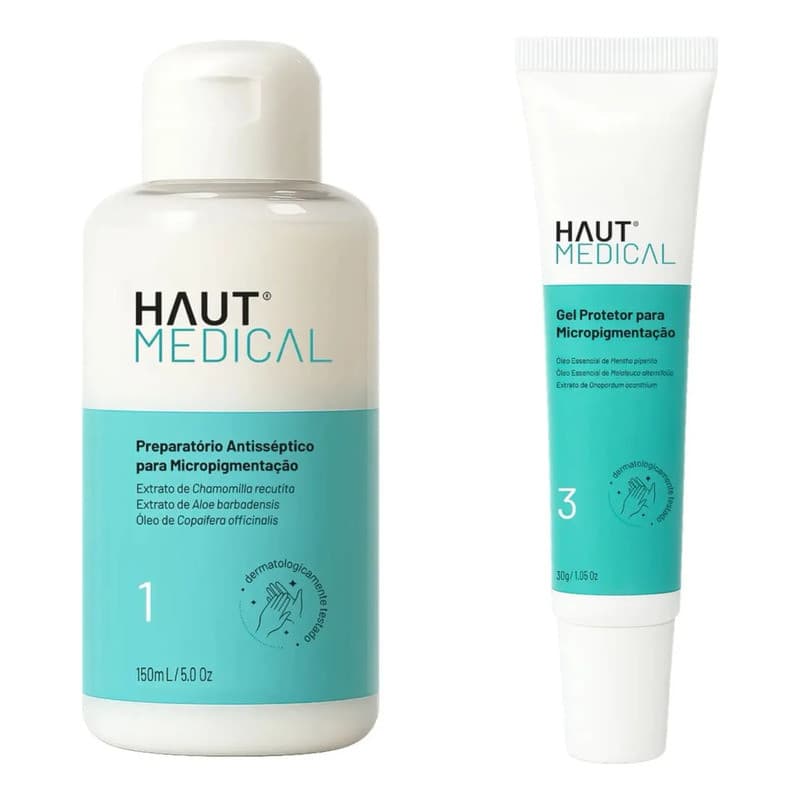 Kit Haut: Preparatório Antisséptico Micropigmentação Passo 1 + Gel Protetor Película Pós Micropigmentação