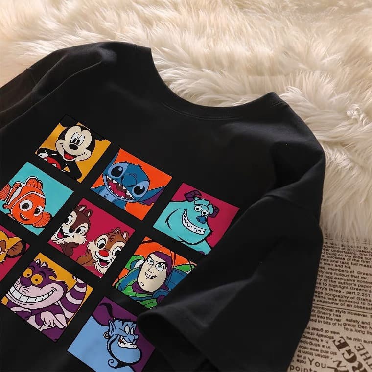 Camisa Femenina Algodão Quadrinhos De Desenhos Animados Camiseta Premium Moda Verão