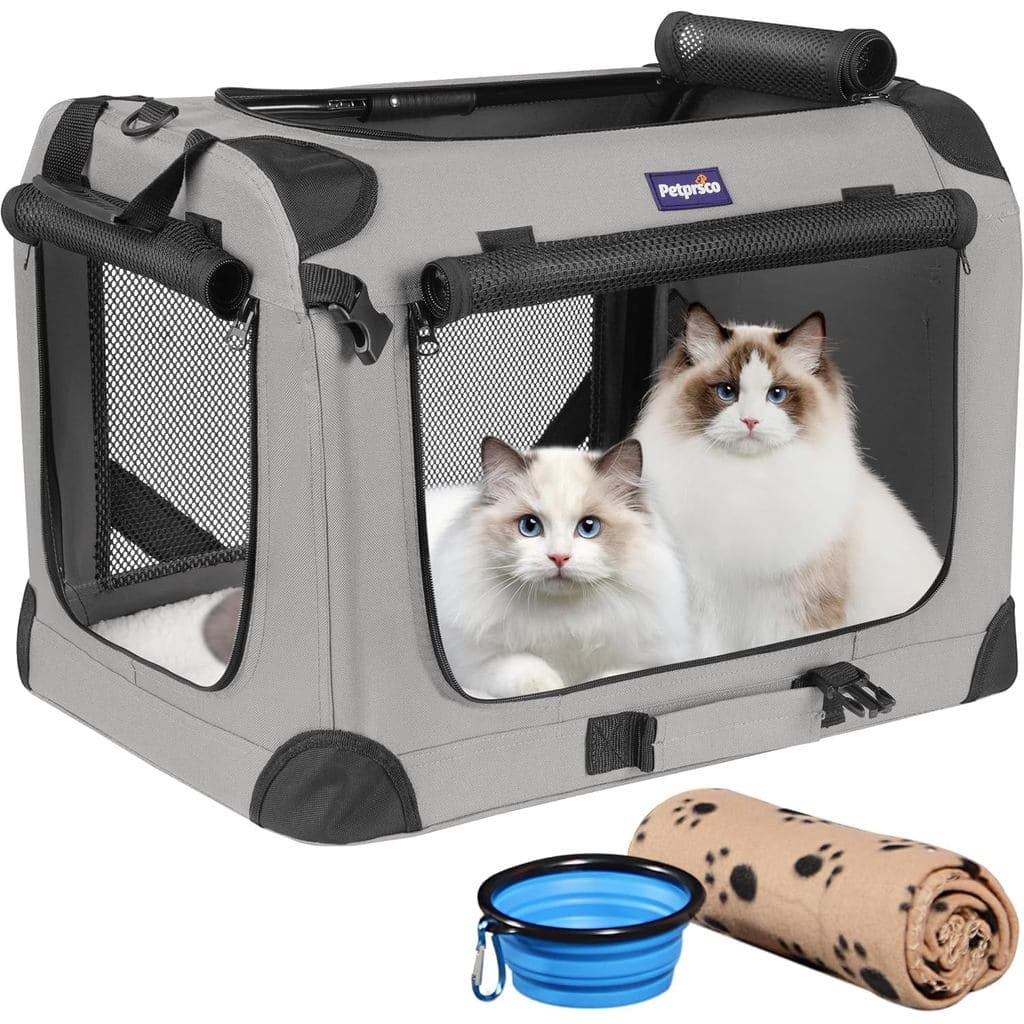 prsco Grande Transportadora para 2 Animais de Estimação de Porte Médio, Transportadora Macia 60x42x42cm para Viagens com
