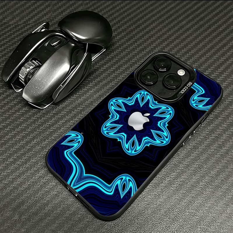Capinha para iPhone 17/16/15/14/13/12 Pro Max Capa para celular com coroa de flores escuras e logotipo metálico da Apple