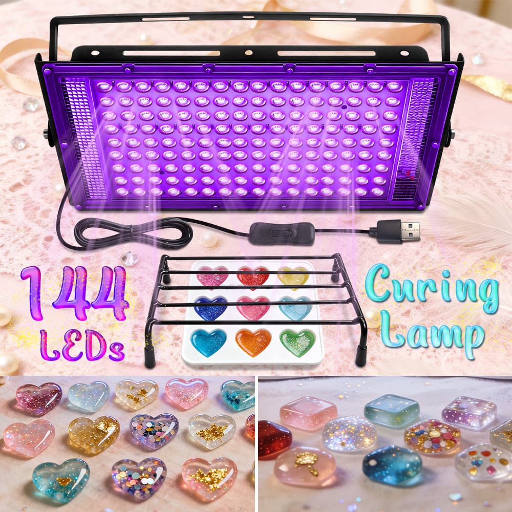 Lâmpada De Cura De Resina UV 144 LED | Luz De 395nm Para Joias DIY , Artesanato , Moldes Epóxi Alimentado Por USB