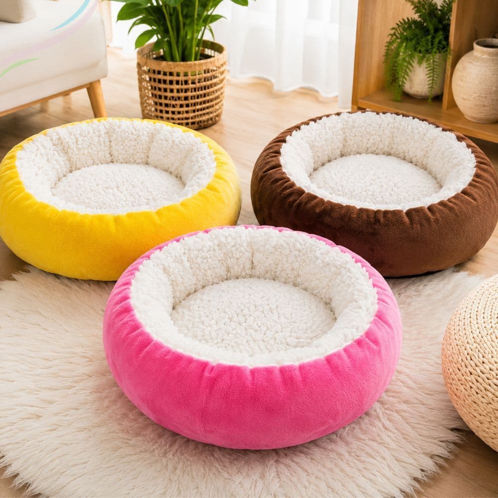 Caminha Redonda Pets Sherpa para Cães e Gatos Macia Quente Confortável Pele de Carneiro Cama Pet