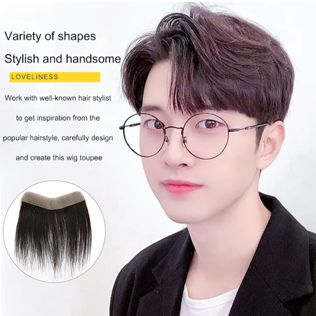 [Aparência Natural] Men's Hair Patch com Linha Frontal Invisível/Hairline Natural/Próteses Capilares