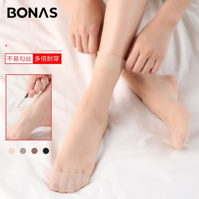 Bonus meias femininas verão fino anti-gancho meias de cristal de seda resistente ao desgaste antiderrapante pé algodão c