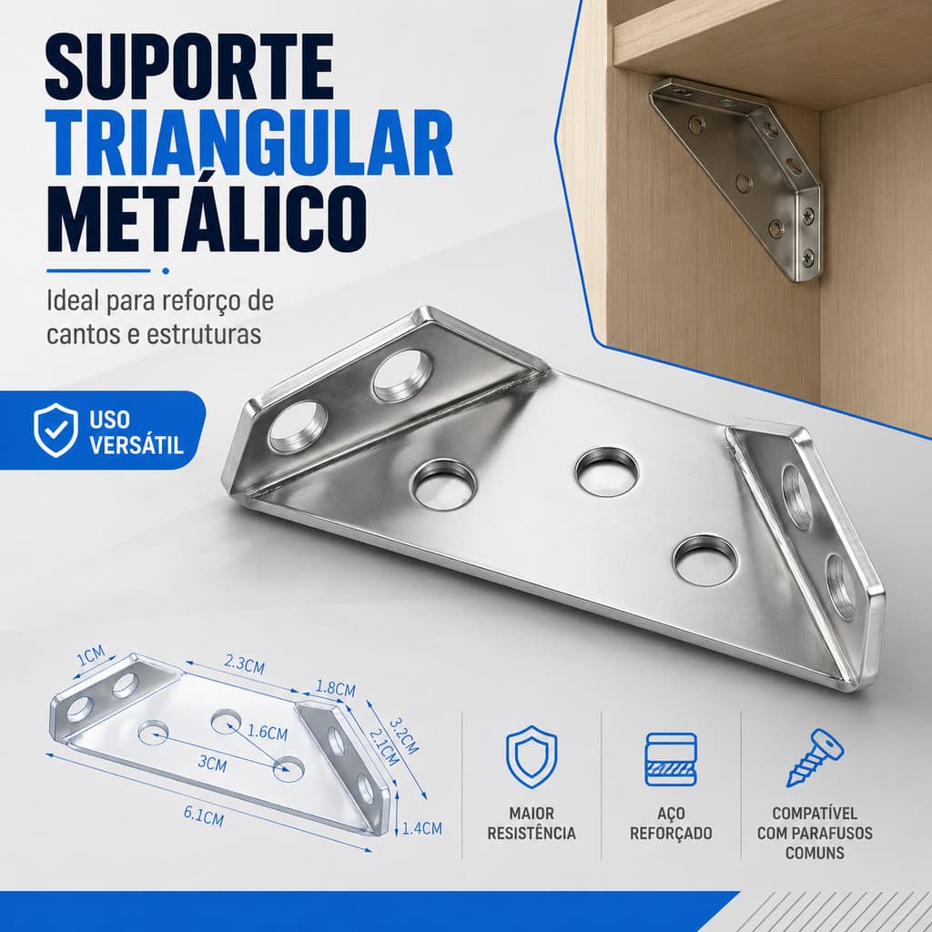 Kit 10 Cantoneira Conector de Canto Aço Inoxidável Junção de Canto Móveis de Madeira Universal Suporte