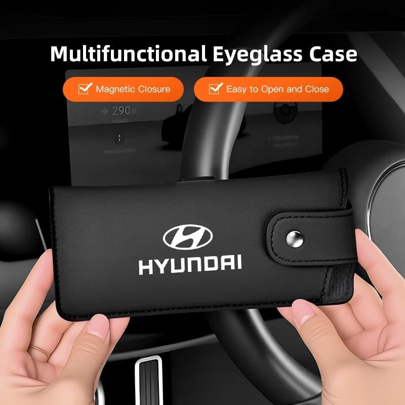 Estojo De Couro Magnético Para Óculos , Acessórios De Armazenamento Viseira Solar De Carro Hyundai I30 Creta Matriz Bayo