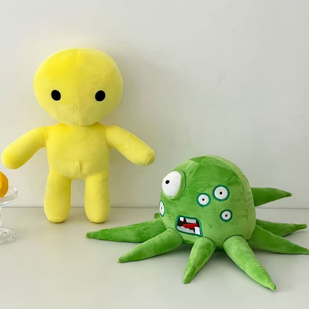 Cor sólida Minions simples boneca de pelúcia Multi-olhos polvo verde engraçado boneca Desktop diversão decoração present