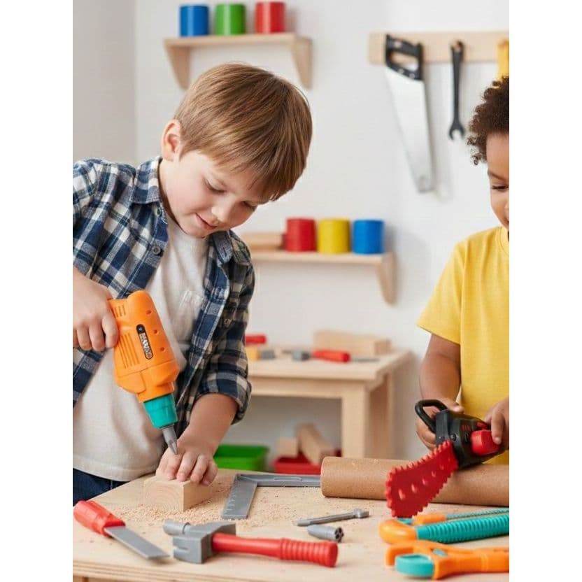 Kit Ferramentas Infantil 10 Peças, Brinquedo Educativo com Furadeira, Serra e Acessórios, Brinquedo Infantil, Construtor
