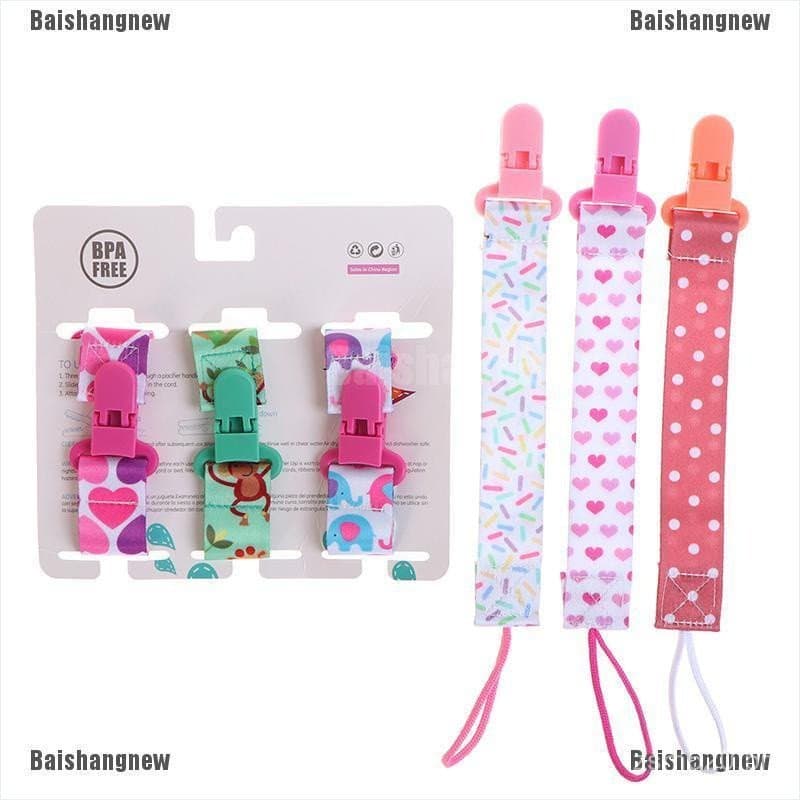 Baishangnew 3pcs/Conjunto De Clipes De Chupeta De Bebê Com Corrente De Mamilo
