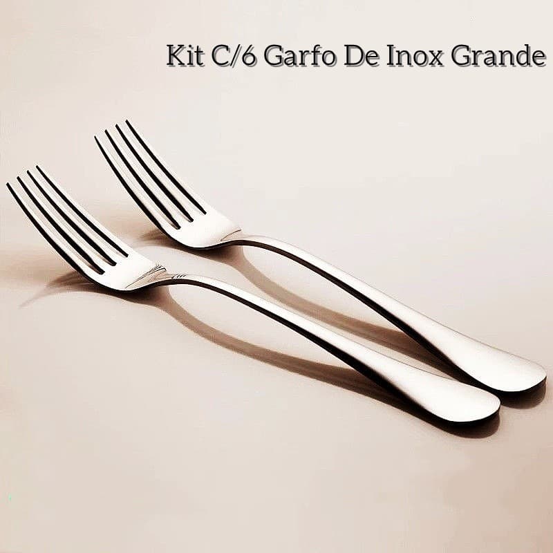 Kit 6 Garfos Aço Inox Talheres Mesa Cozinha Refeição Restaurante Jogo Garfos Resistentes Alta Durabilidade