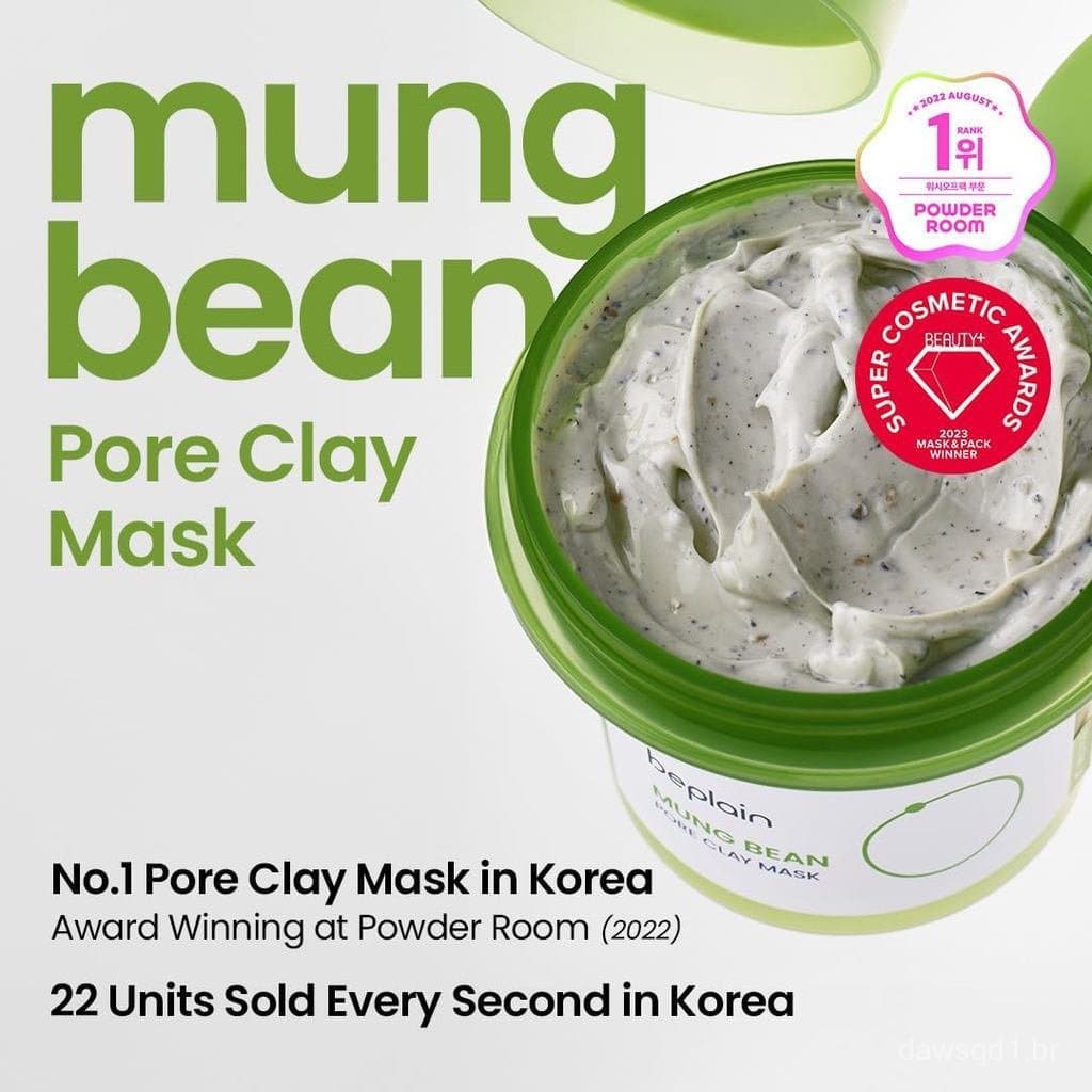 Máscara de Argila para Poros BeplainMungBean (4.05fl oz/120ml) | Sem fragrância | Máscara Lavável para a Testa OULG