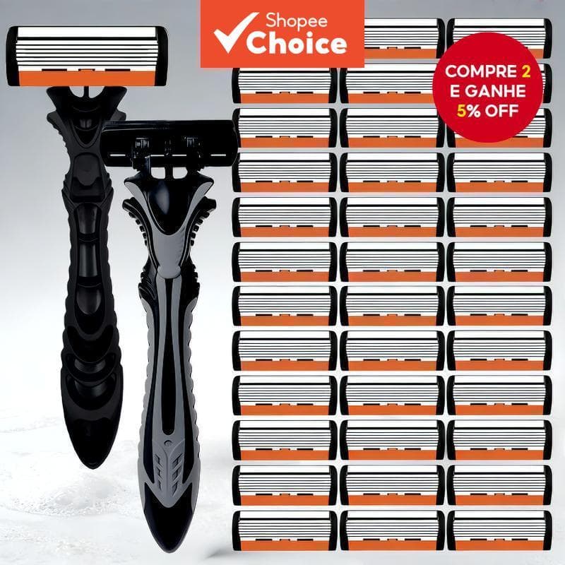 Novo Conjunto De Barbeador Manual Unissex De 6 Camadas – Lâminas De Aço Inoxidável , Recargas Substituíveis , Design Fác