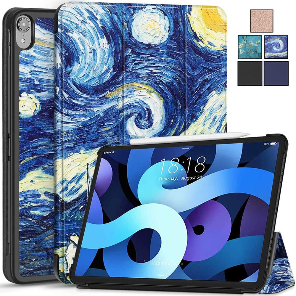Starry Night Trifold Stand Flip Capa De Couro Hard PC Back Shell Auto Wake Smart Cover Para iPad Air 11 Polegadas 2026 2