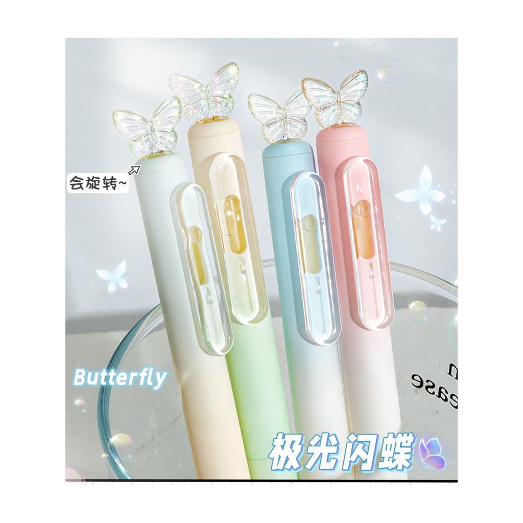 highlighter set highlighters highlighter pen set Caneta de Gel rotativa Aurora Flash Butterfly Caneta preta de alta apar