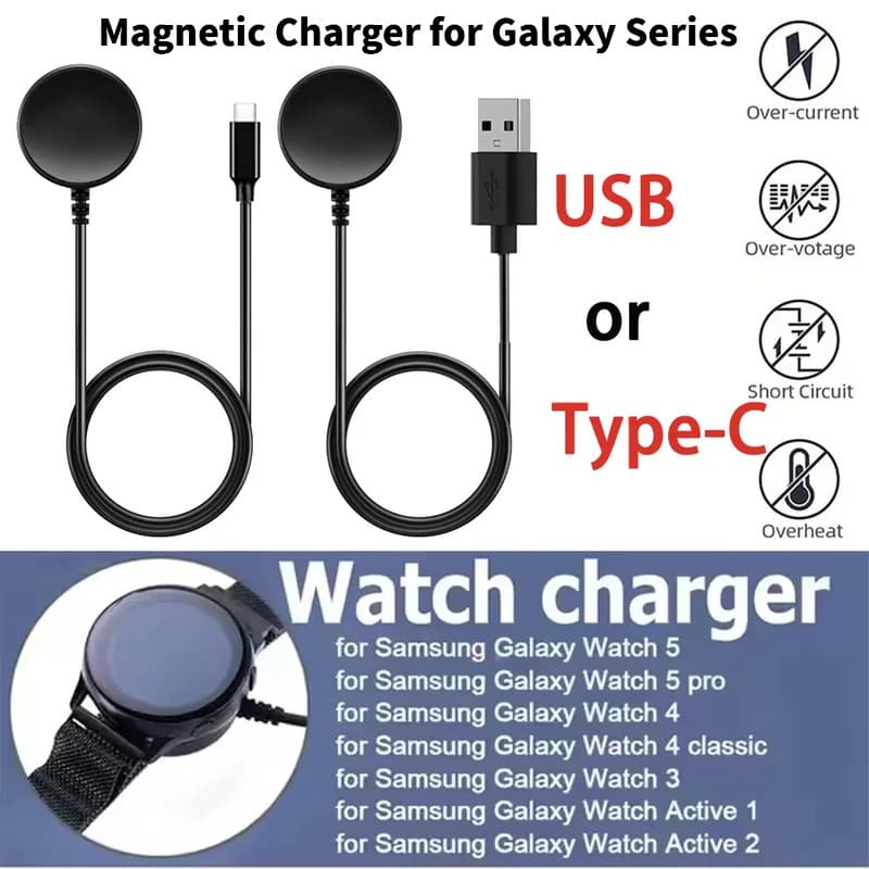 Portable Magnetic Watch Wireless Charger Cable For  Galaxy Watch 8 7 6 5pro 5 4 3 Active 2  Fast Charging Dock Station