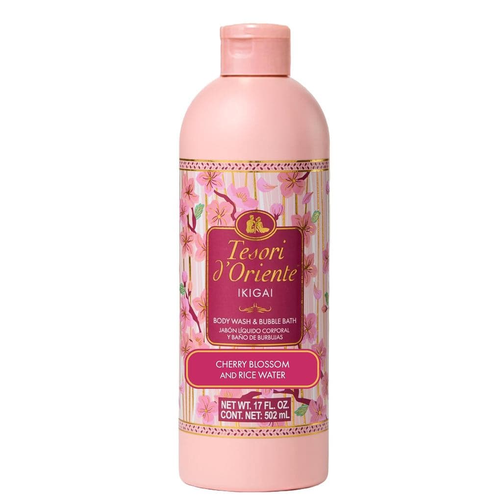 Tesori d’Oriente Ikigai Sabonete Líquido e Banho de Espuma, 17,5 fl oz, Aroma de Flor de Cerejeira, Gel de Banho Hidrata