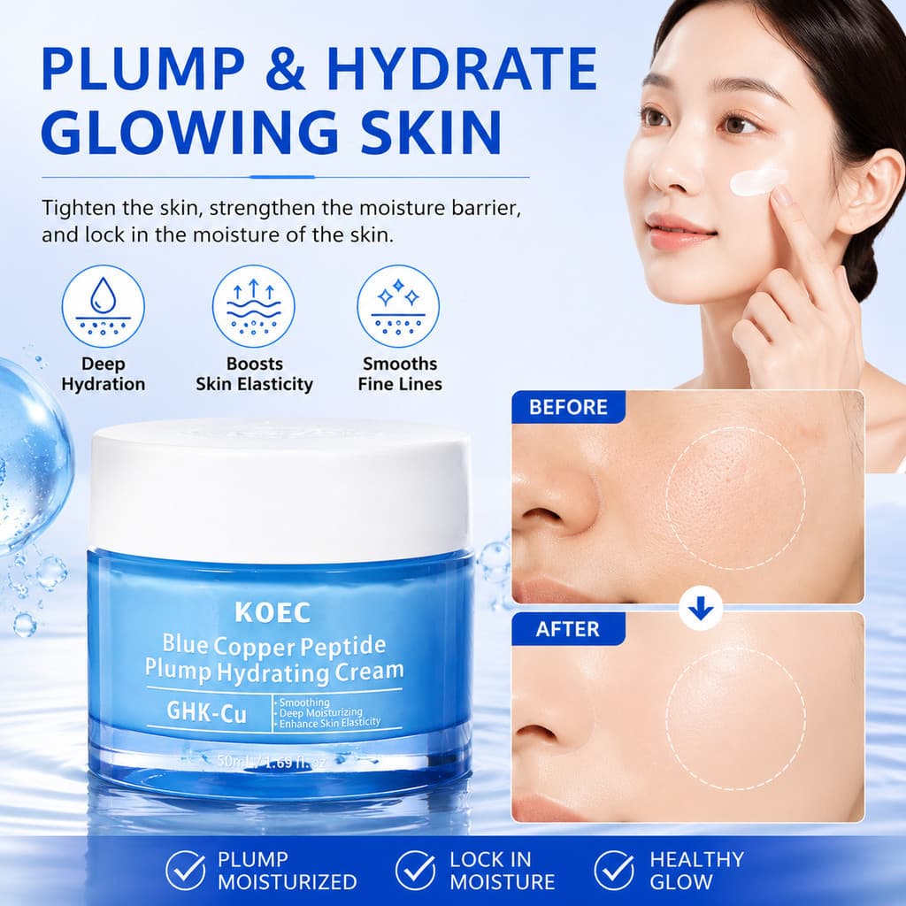 Creme Rechonchudo Com Peptídeo De Cobre Azul 50ml-Hidratante Reafirmante E Suavizante GHK Cu , Melhora A Elasticidade Da