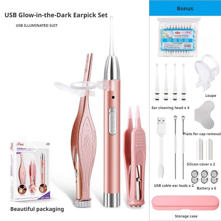 [Macio e Confortável] Baby safe luminous ear scoop soft head ear scoop with light bebê/orelha/cuidados/ferramenta