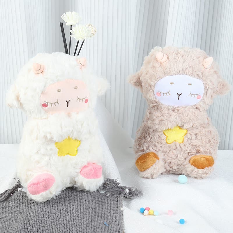 Respiração bonito calmante pequena lã brinquedo de pelúcia bebê dormindo boneca presente dormir música