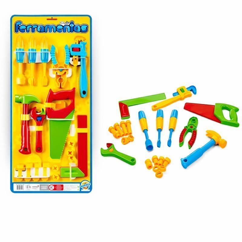 Kit Ferramentas de Brinquedo Infantil Poliplac Resistente Colorido 4 a 6 Anos