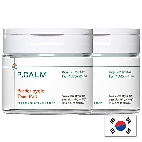 [pcalm] Almofada De Toner Calmante Para Ciclo De Barreira 60 Unidades x 2/Hidratante/Pele Sensível/100 % Autêntico