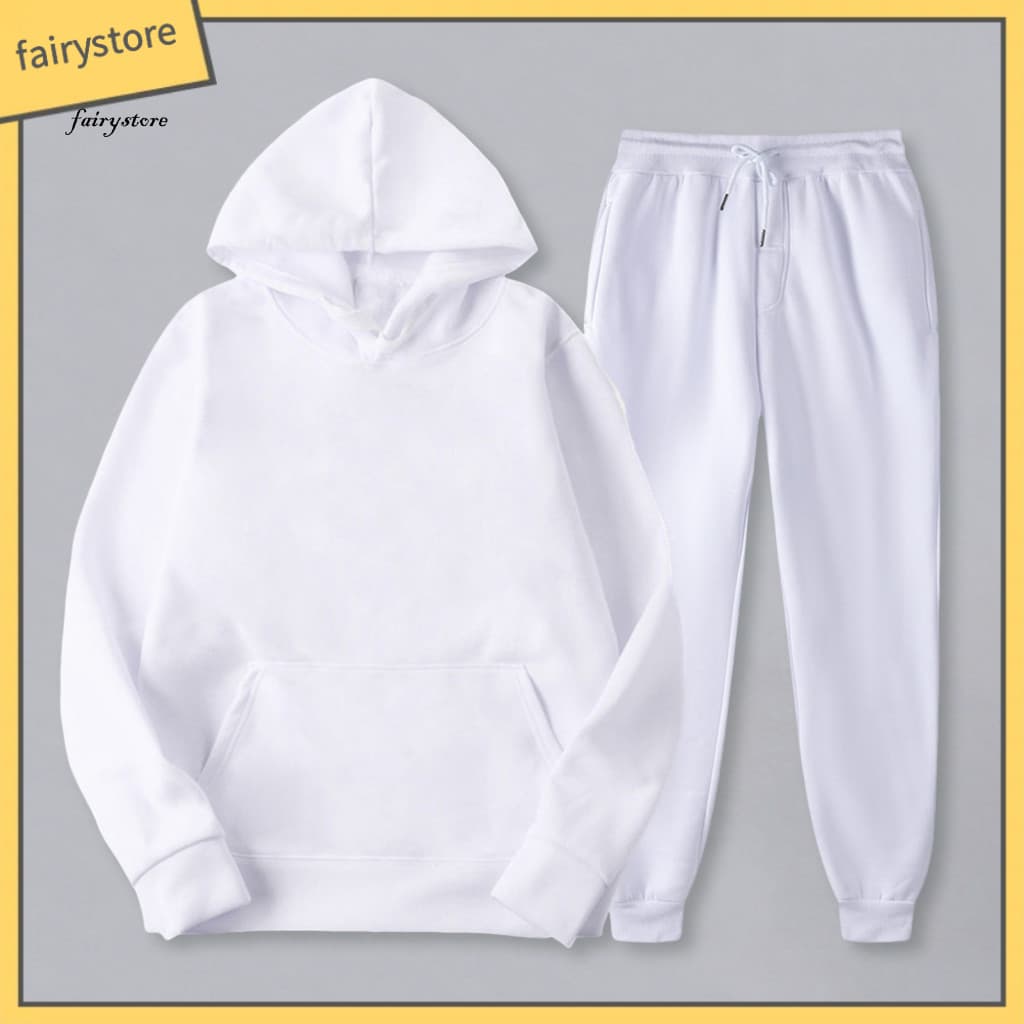 Men Sweatpants Fine Workmanship Tracksuit Men’s Sports Set Two-piece Hooded Sweatshirt with Drawstring Elastic Waist P