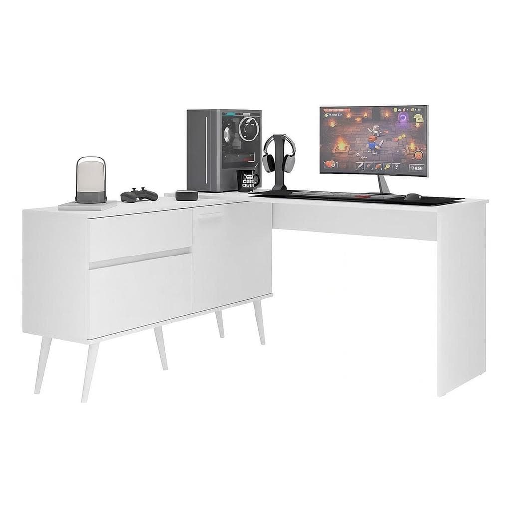 Mesa Gamer em L para Computador 2 Portas 1 Gaveta Arena Multimóveis MP6050