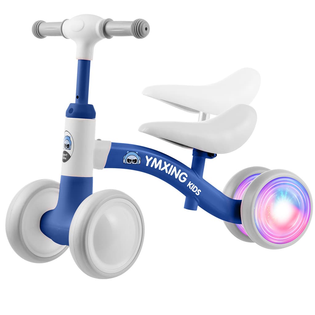 JogoJunto Bicicleta Infantil Equilíbrio Sem Pedal 4 Rodas LED Assento Ajustável Brinquedo Menina