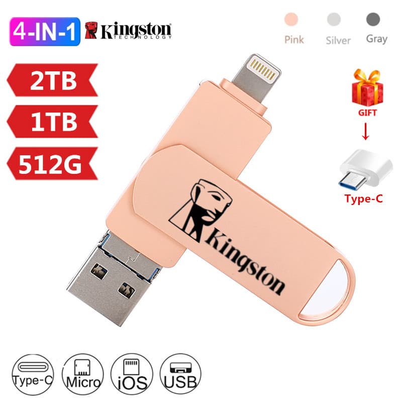 Unidade flash 4 Em 1 2 Tb 1 USB3.0 4 Gb OTG De metal À Prova D'água De Alta Velocidade 512 256 128 64 32 De Suspensão US